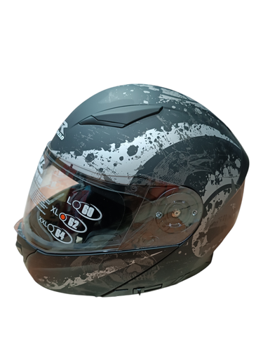 کلاه کاسکت راپیدو فک متحرک مشکی طوسی کد 950