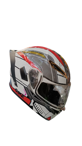 کلاه کاسکت فک متحرک کایک سفید قرمز