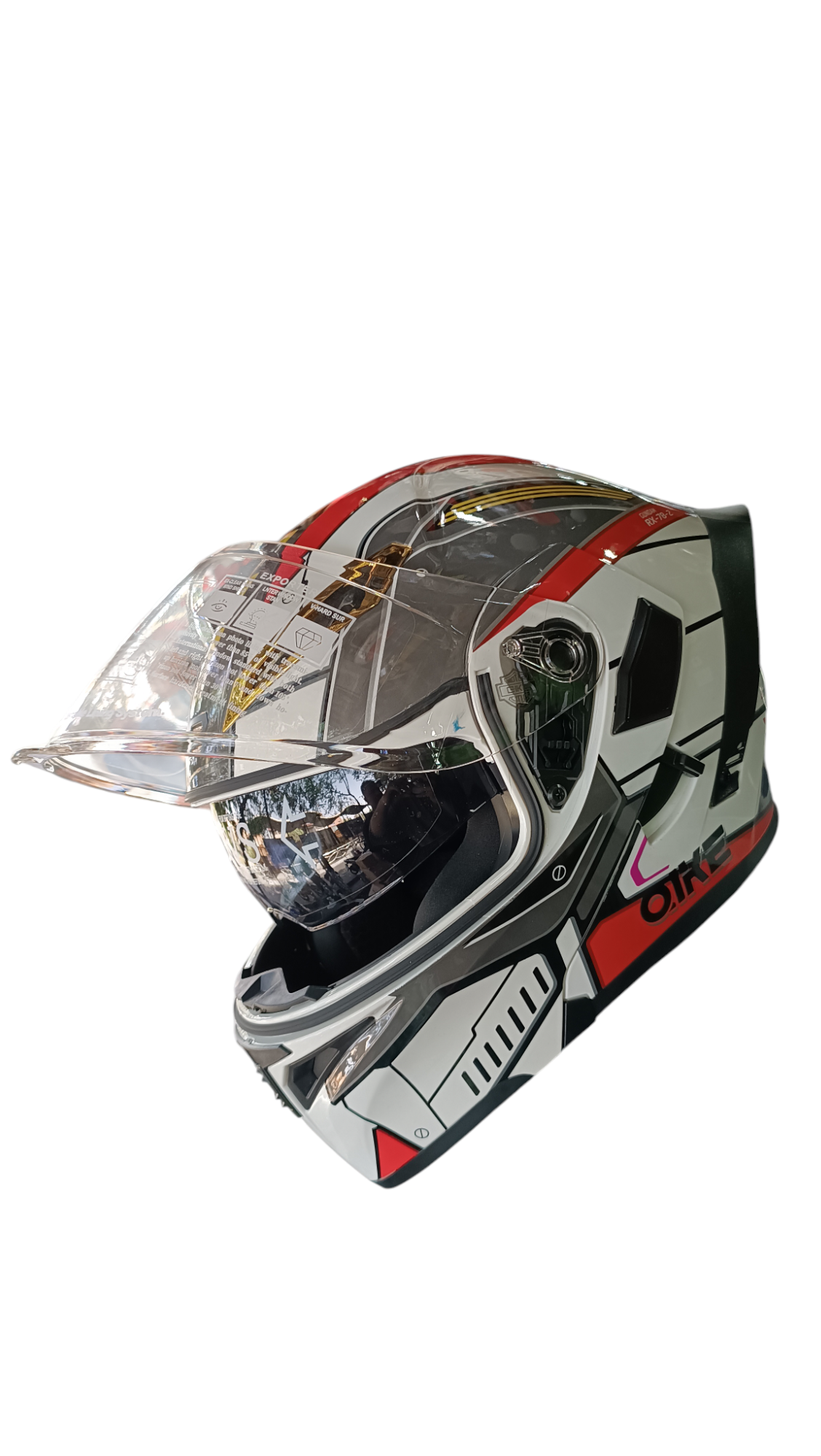 کلاه کاسکت فک متحرک کایک قرمز سفید