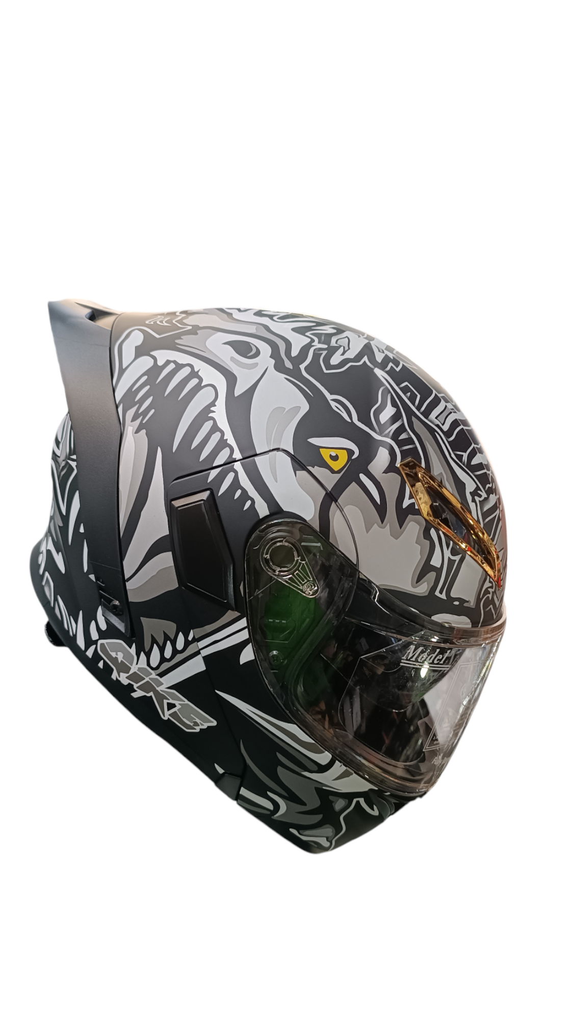 کلاه کاسکت فک متحرک کایک سفید مشکی