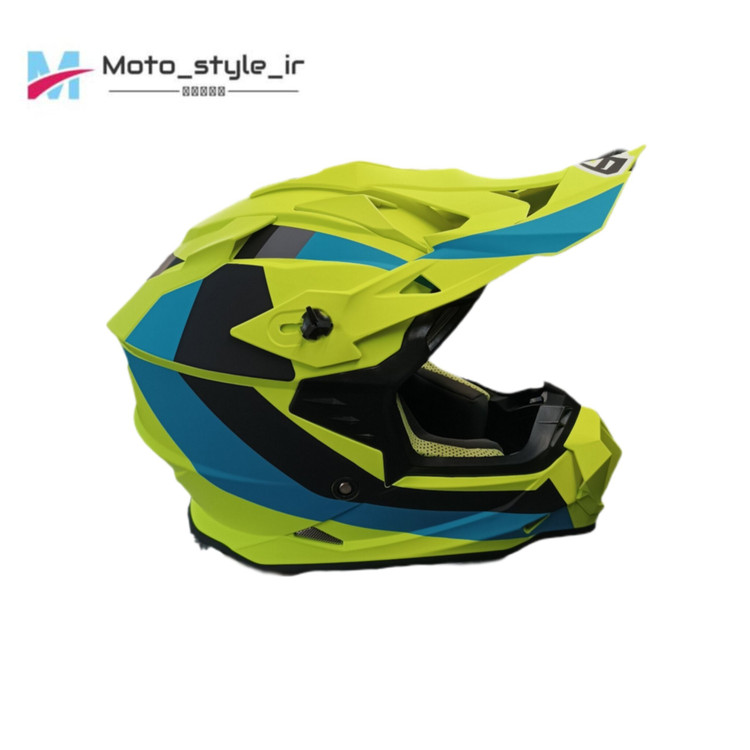 کلاه کاسکت کراسی سبز فسفری آبی برند 6D