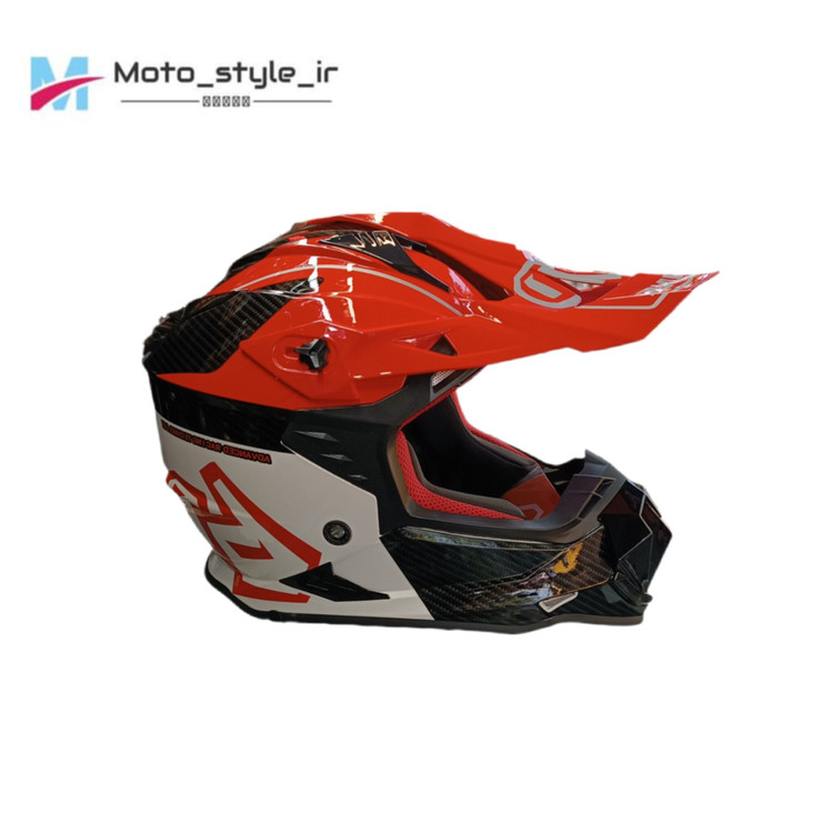 کلاه کاسکت کراسی قرمز مشکی کربن برند 6D